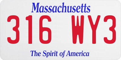 MA license plate 316WY3