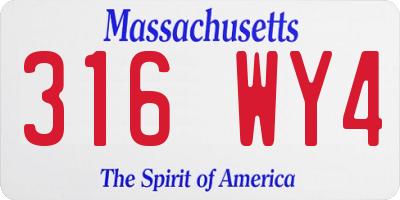 MA license plate 316WY4