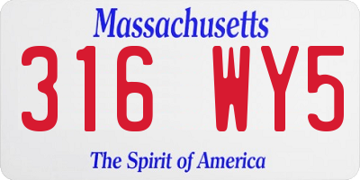 MA license plate 316WY5