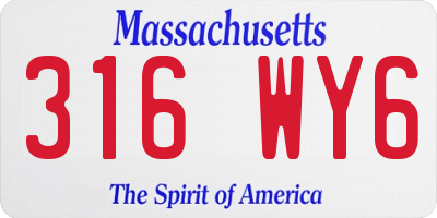 MA license plate 316WY6