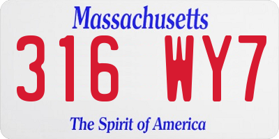 MA license plate 316WY7
