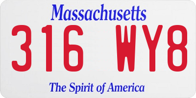 MA license plate 316WY8