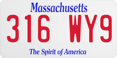 MA license plate 316WY9