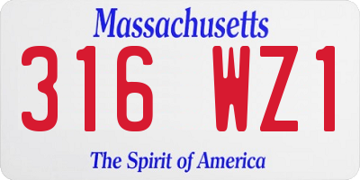 MA license plate 316WZ1