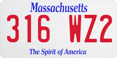MA license plate 316WZ2