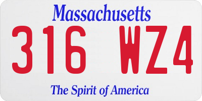 MA license plate 316WZ4