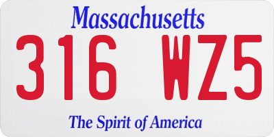 MA license plate 316WZ5