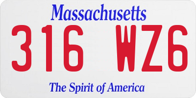 MA license plate 316WZ6