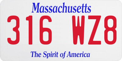 MA license plate 316WZ8
