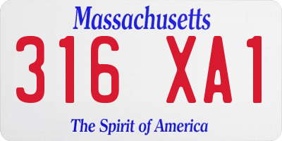 MA license plate 316XA1