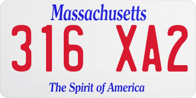 MA license plate 316XA2
