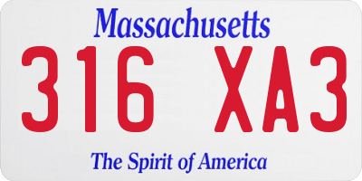 MA license plate 316XA3