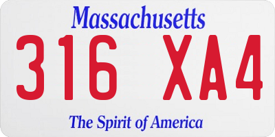 MA license plate 316XA4
