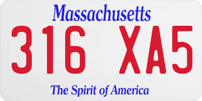 MA license plate 316XA5