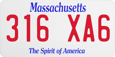 MA license plate 316XA6