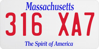 MA license plate 316XA7