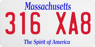 MA license plate 316XA8