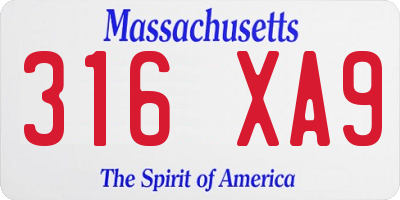 MA license plate 316XA9