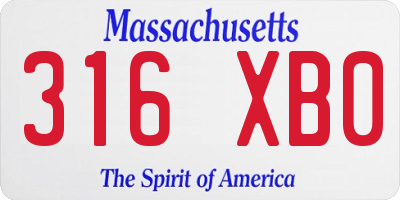 MA license plate 316XB0