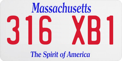 MA license plate 316XB1