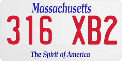 MA license plate 316XB2