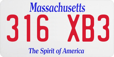 MA license plate 316XB3