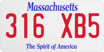 MA license plate 316XB5