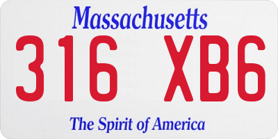 MA license plate 316XB6