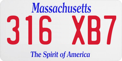 MA license plate 316XB7