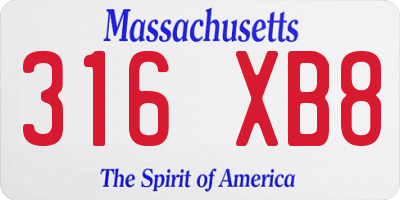MA license plate 316XB8