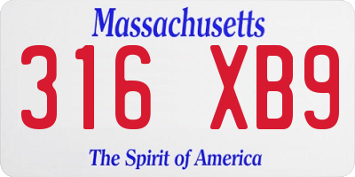 MA license plate 316XB9