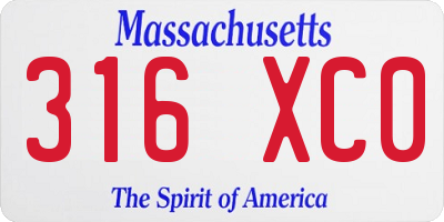 MA license plate 316XC0