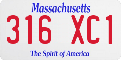 MA license plate 316XC1