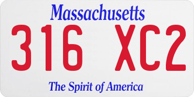 MA license plate 316XC2