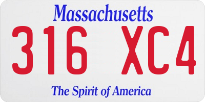 MA license plate 316XC4