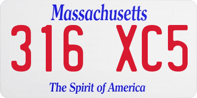MA license plate 316XC5
