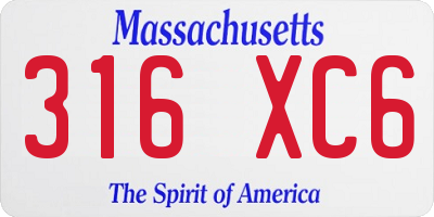 MA license plate 316XC6