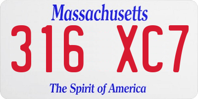 MA license plate 316XC7