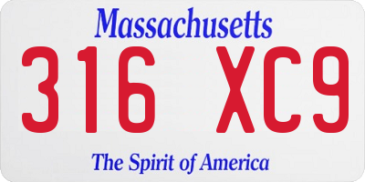 MA license plate 316XC9