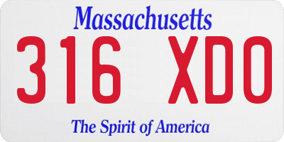 MA license plate 316XD0