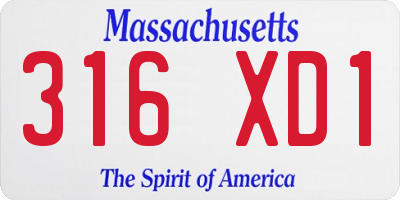 MA license plate 316XD1