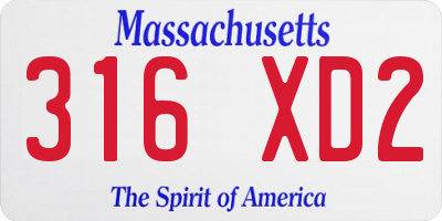 MA license plate 316XD2