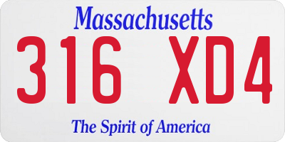 MA license plate 316XD4