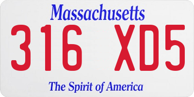 MA license plate 316XD5