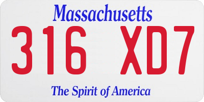 MA license plate 316XD7