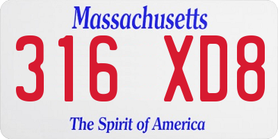 MA license plate 316XD8
