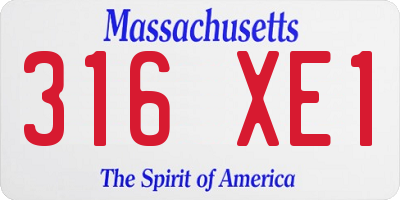 MA license plate 316XE1