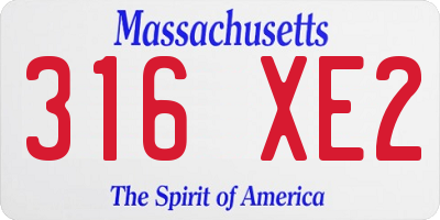 MA license plate 316XE2
