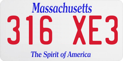 MA license plate 316XE3