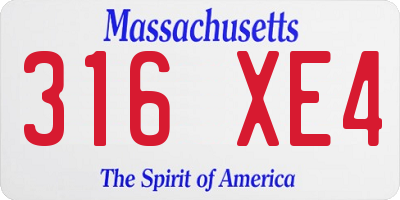 MA license plate 316XE4